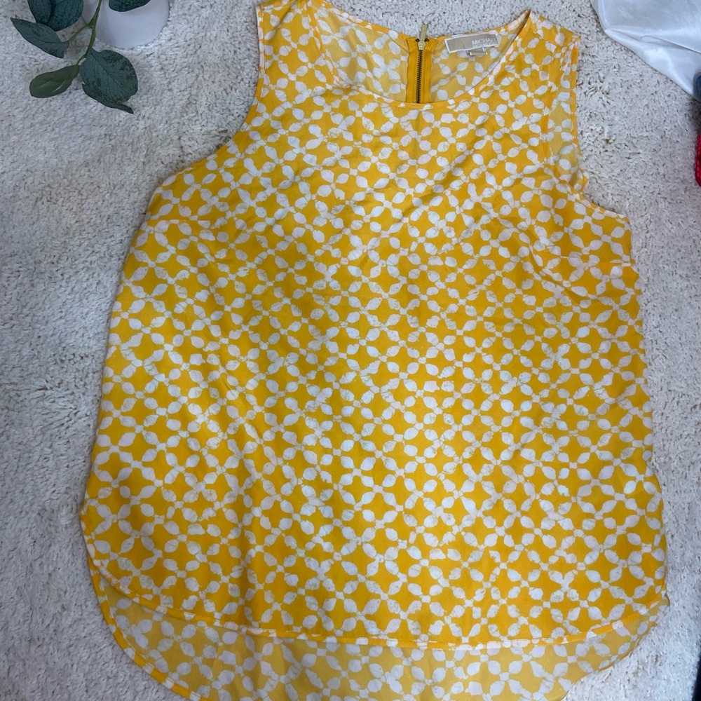 Michael Kors Yellow and White Sleeveless Tank Top
